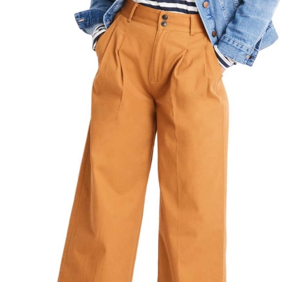 Madewell Pants - NWT Madewell Golden Pecan Wide Leg Pleated Pants